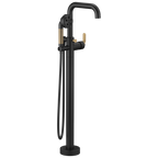 Brizo Litze Llenador de Tina de Piso Independiente — Negro Mate / Oro Luxe — Palanca Industrial