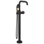 Brizo Litze Llenador de Tina de Piso Independiente — Negro Mate / Oro Luxe — Volante