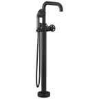 Brizo Litze Llenador de Tina de Piso Independiente — Negro Mate / Acero Luxe — Volante