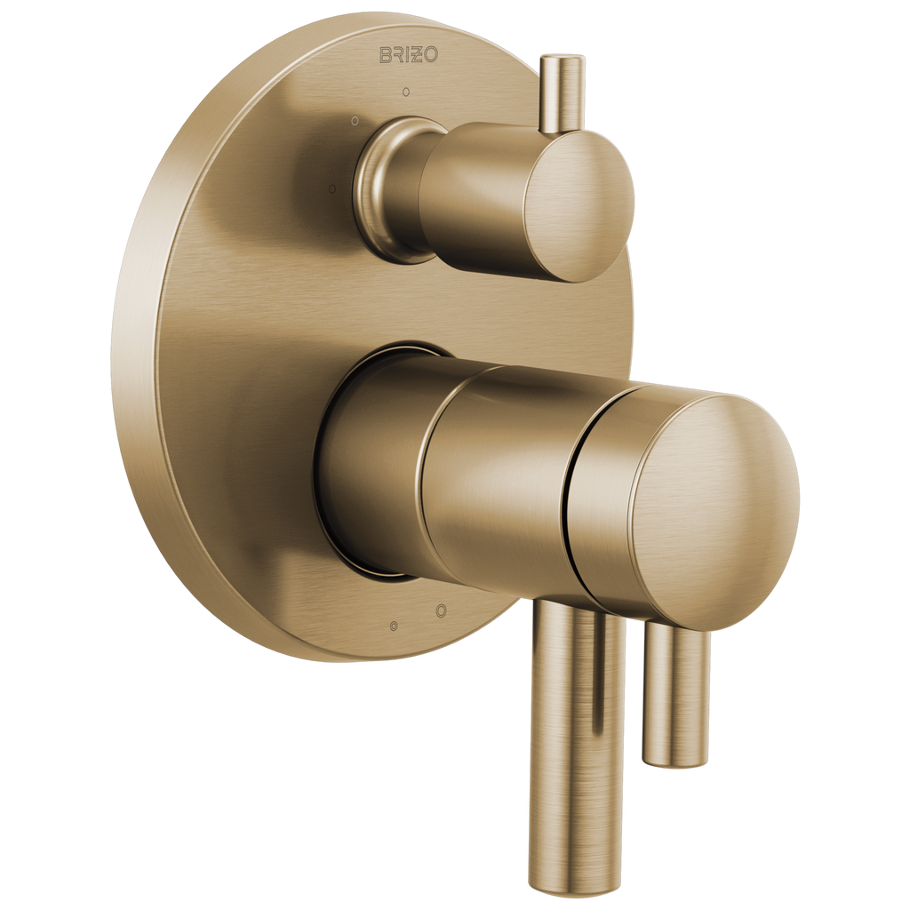 Brizo Odin Trim de Regadera Termostático con Desviador de 3 Funciones — Oro Luxe