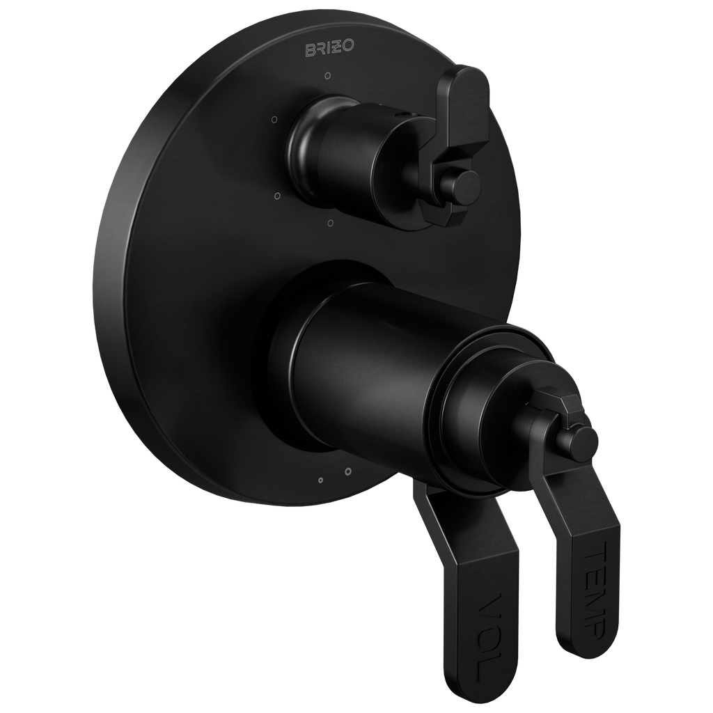 Brizo Litze Regadera Termostática con Desviador de 6 Funciones (Trim) — Negro Mate — Palanca Industrial