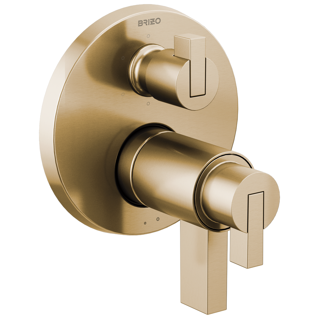 Brizo Litze Regadera Termostática con Desviador de 6 Funciones (Trim) — Oro Luxe — Palanca