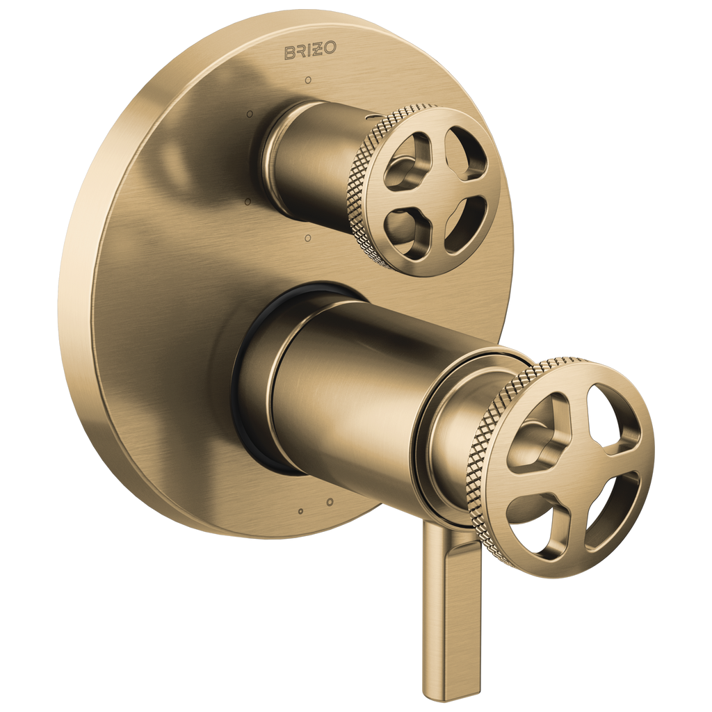Brizo Litze Regadera Termostática con Desviador de 6 Funciones (Trim) — Oro Luxe — Volante