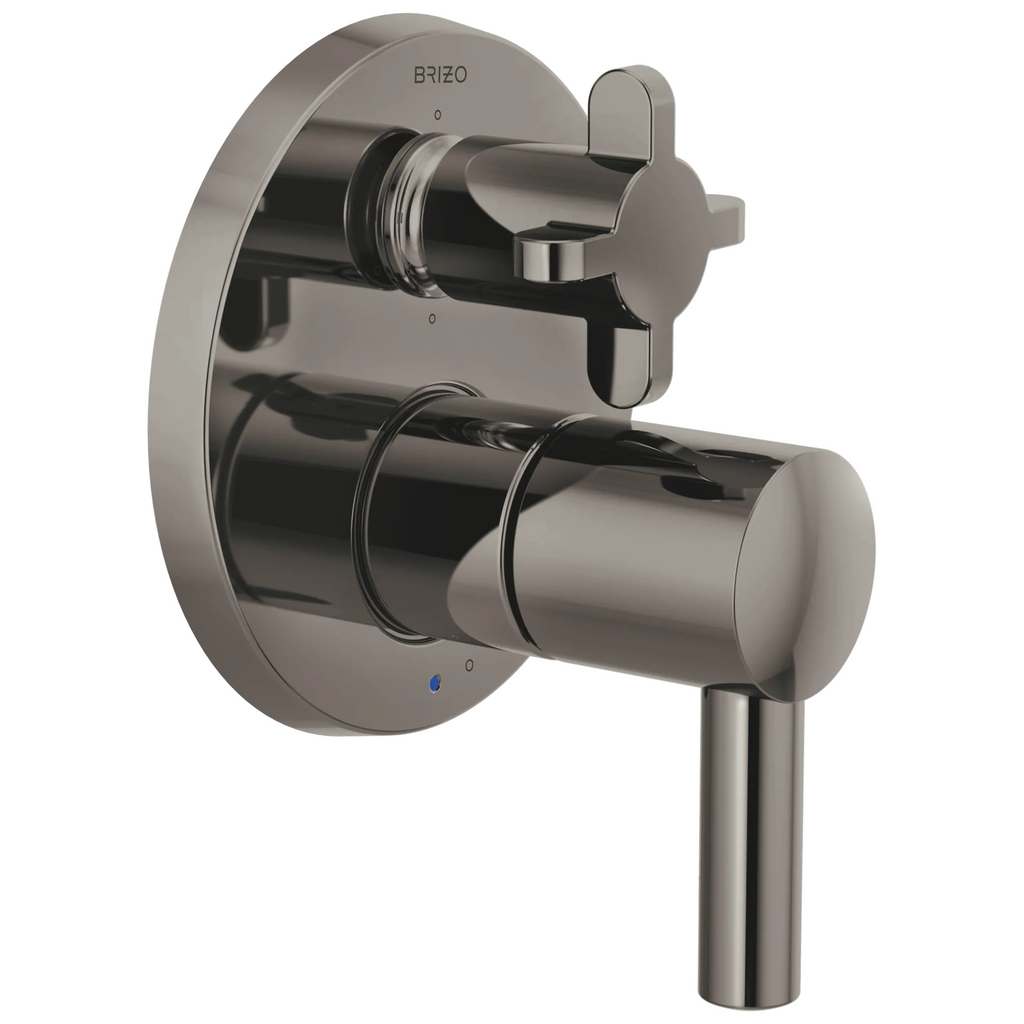 Brizo Odin Trim de Regadera Presión Balanceada con Desviador de 6 Funciones — Ónix Negro Brilliance — Cruceta