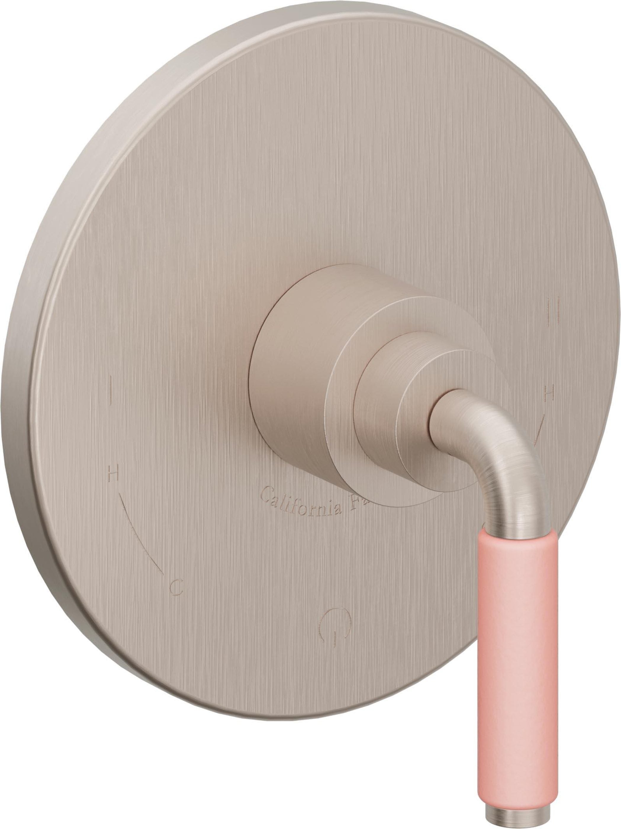 California Faucets Cayucos Balance de Presión Doble - Palanca de Porcelana Rosa