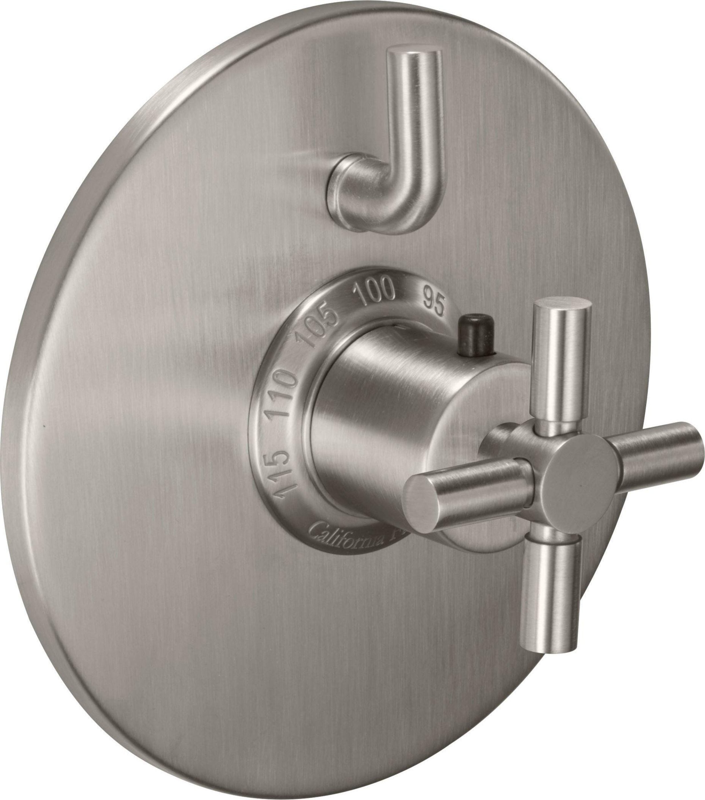 California Faucets Descanso StyleTherm con Control de Volumen Individual - Manija de Cruz Lisa