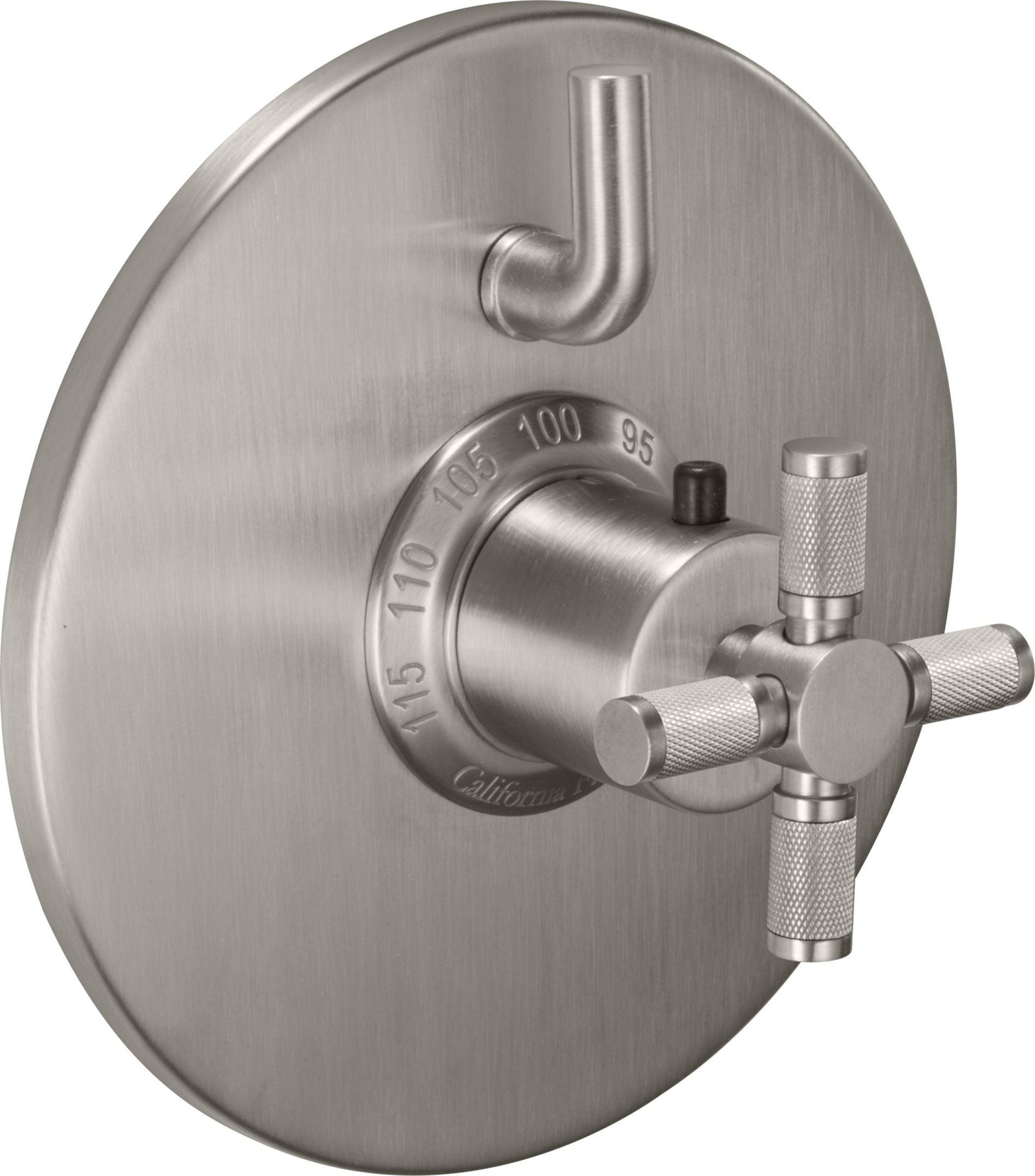 California Faucets Descanso StyleTherm con Control de Volumen Individual - Manija de Cruz Moleteada