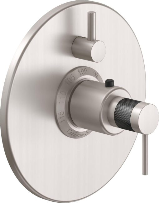 California Faucets D Street StyleTherm con Control de Volumen Individual - Placa Redonda - Palanca Redonda