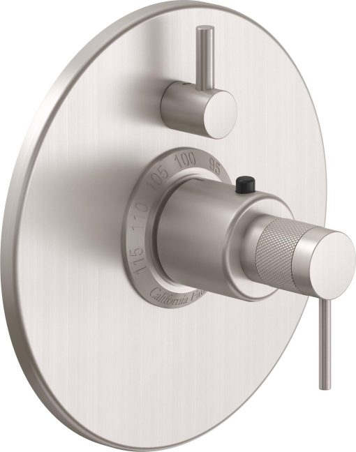 California Faucets D Street StyleTherm con Control de Volumen Individual - Placa Redonda - Palanca Redonda