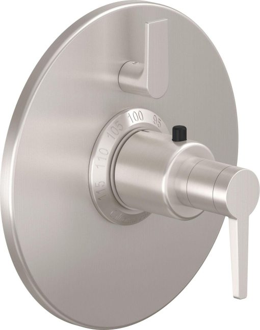 California Faucets D Street StyleTherm con Control de Volumen Individual - Placa Redonda - Palanca Plana