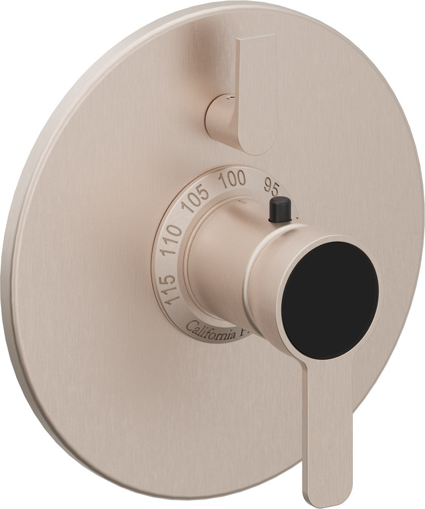 California Faucets Capitola StyleTherm con Control de Volumen Individual - Placa Redonda - Níquel Satinado