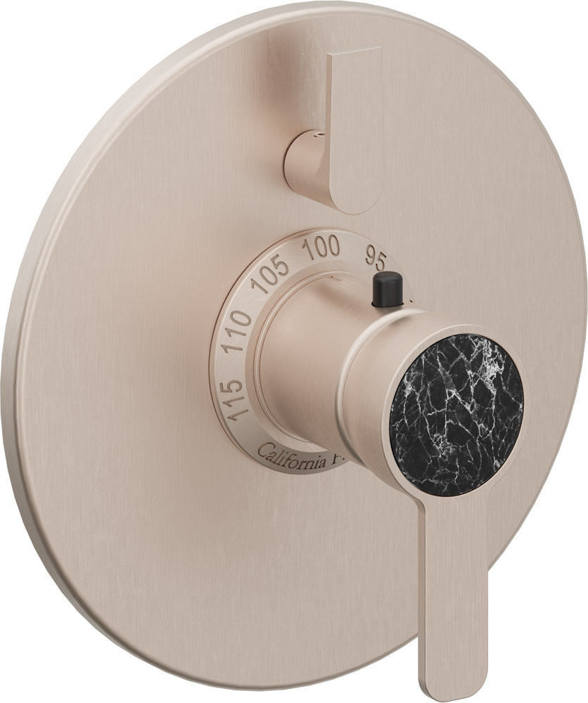 California Faucets Capitola StyleTherm con Control de Volumen Individual - Placa Redonda - Níquel Satinado