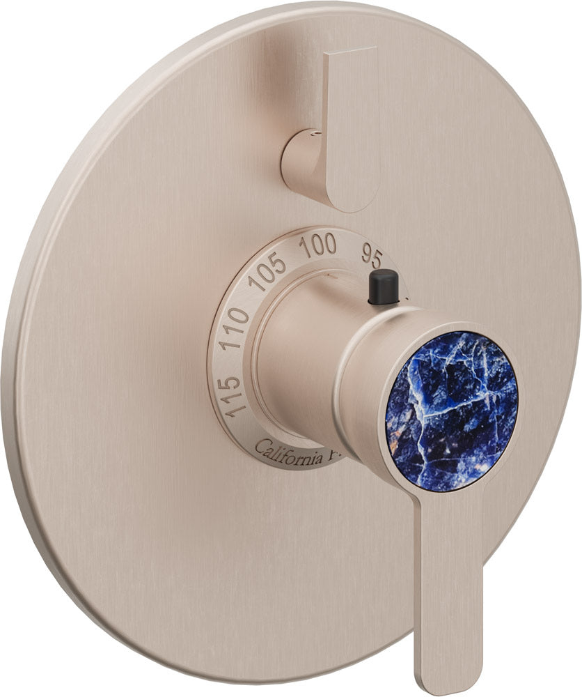 California Faucets Capitola StyleTherm con Control de Volumen Individual - Placa Redonda - Níquel Satinado