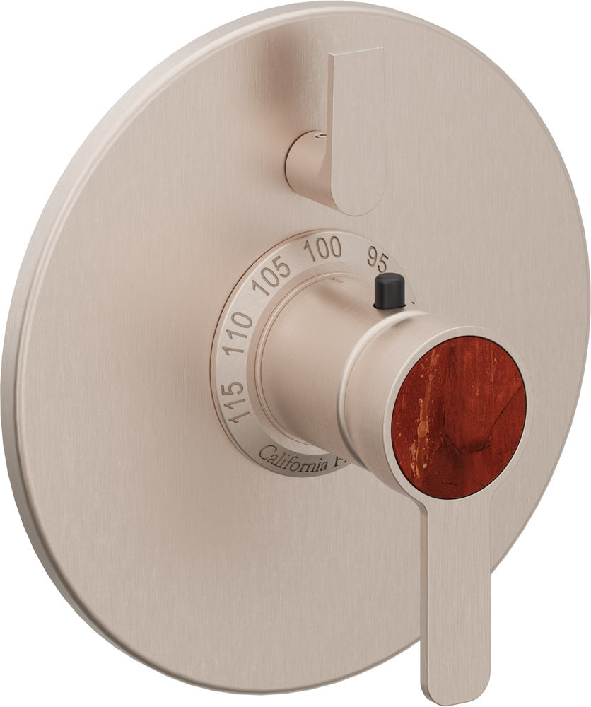 California Faucets Capitola StyleTherm con Control de Volumen Individual - Placa Redonda - Níquel Satinado