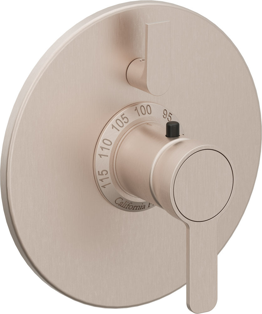 California Faucets Capitola StyleTherm con Control de Volumen Individual - Placa Redonda - Níquel Satinado