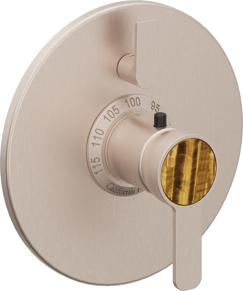 California Faucets Capitola StyleTherm con Control de Volumen Individual - Placa Redonda - Níquel Satinado