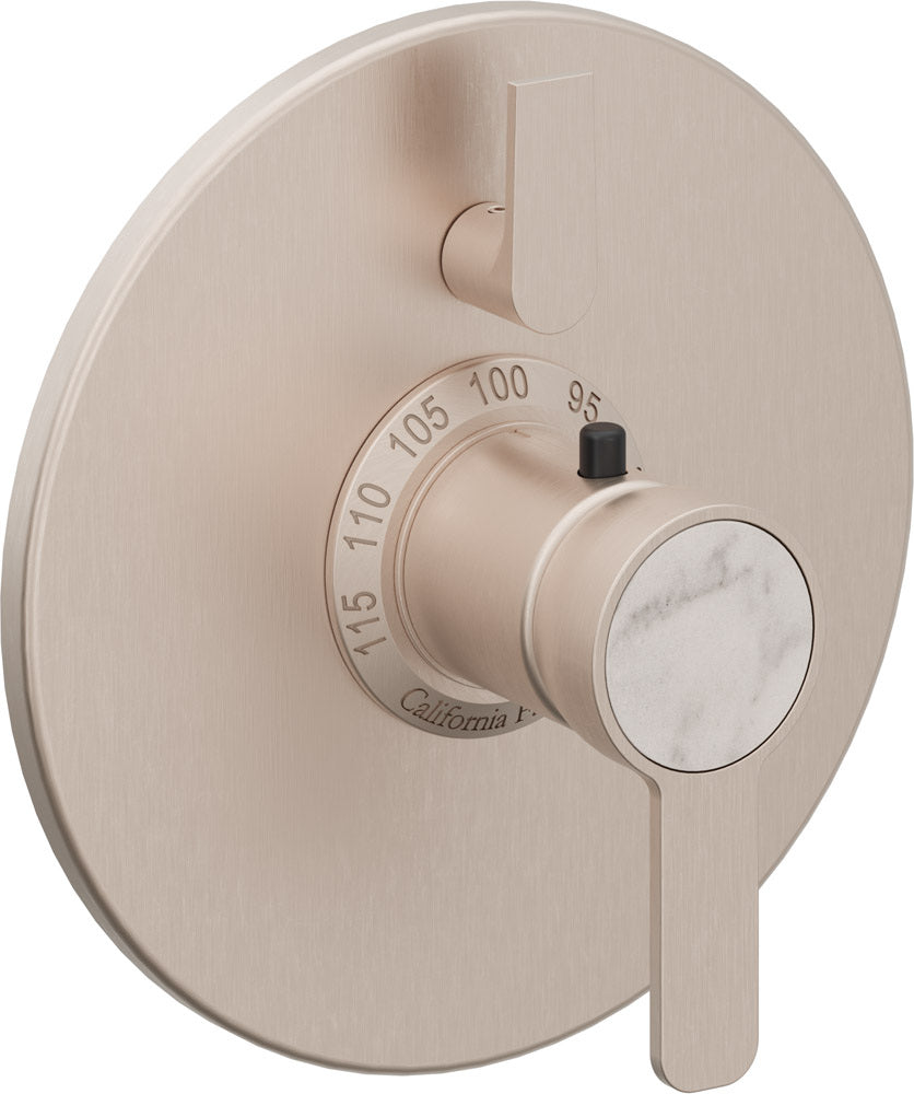 California Faucets Capitola StyleTherm con Control de Volumen Individual - Placa Redonda - Níquel Satinado