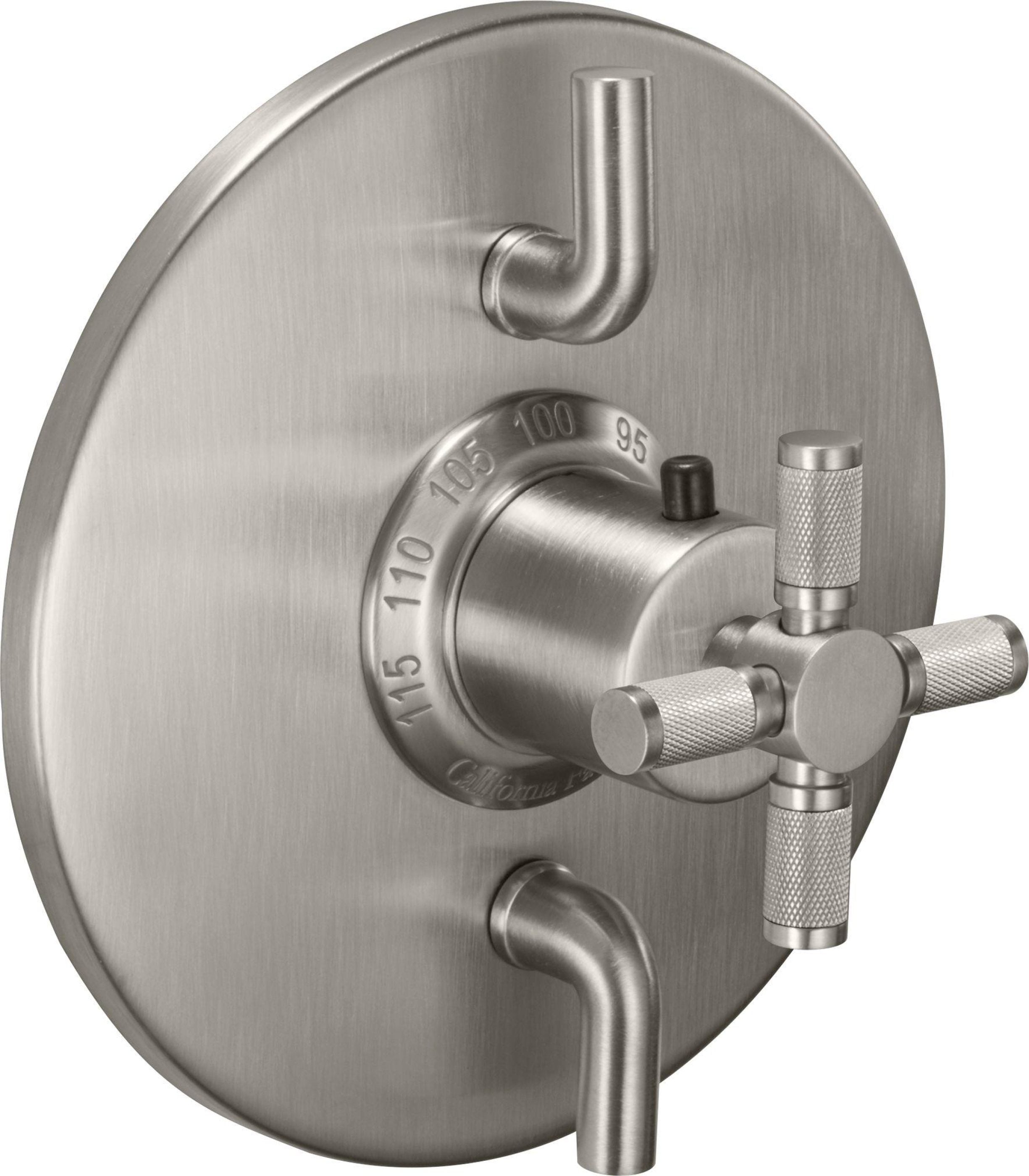 California Faucets Descanso StyleTherm con Control de Volumen Doble - Manija de Cruz Moleteada