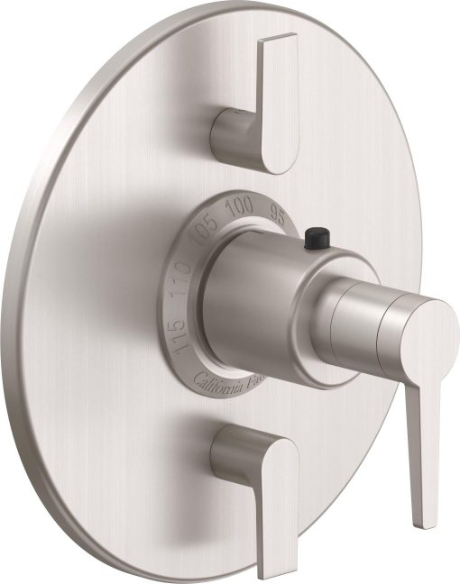 California Faucets D Street StyleTherm con Control de Volumen Doble - Placa Redonda - Palanca Plana
