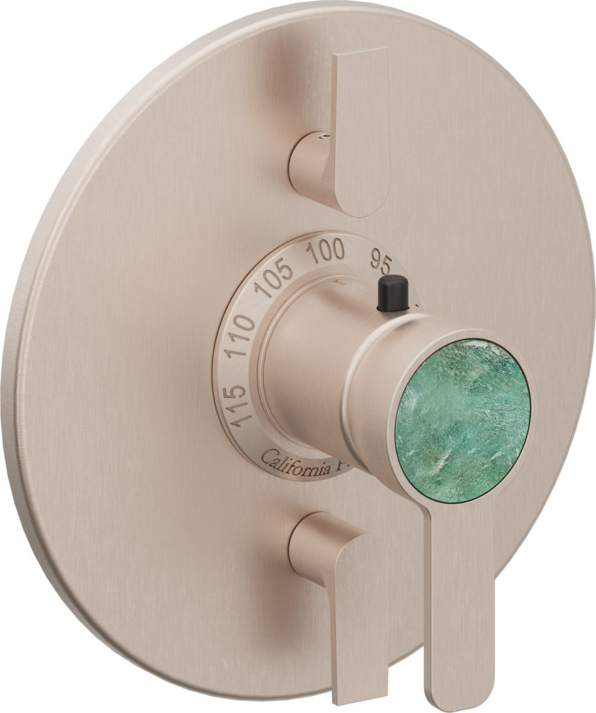 California Faucets Capitola StyleTherm con Control de Volumen Doble - Placa Redonda - Níquel Satinado