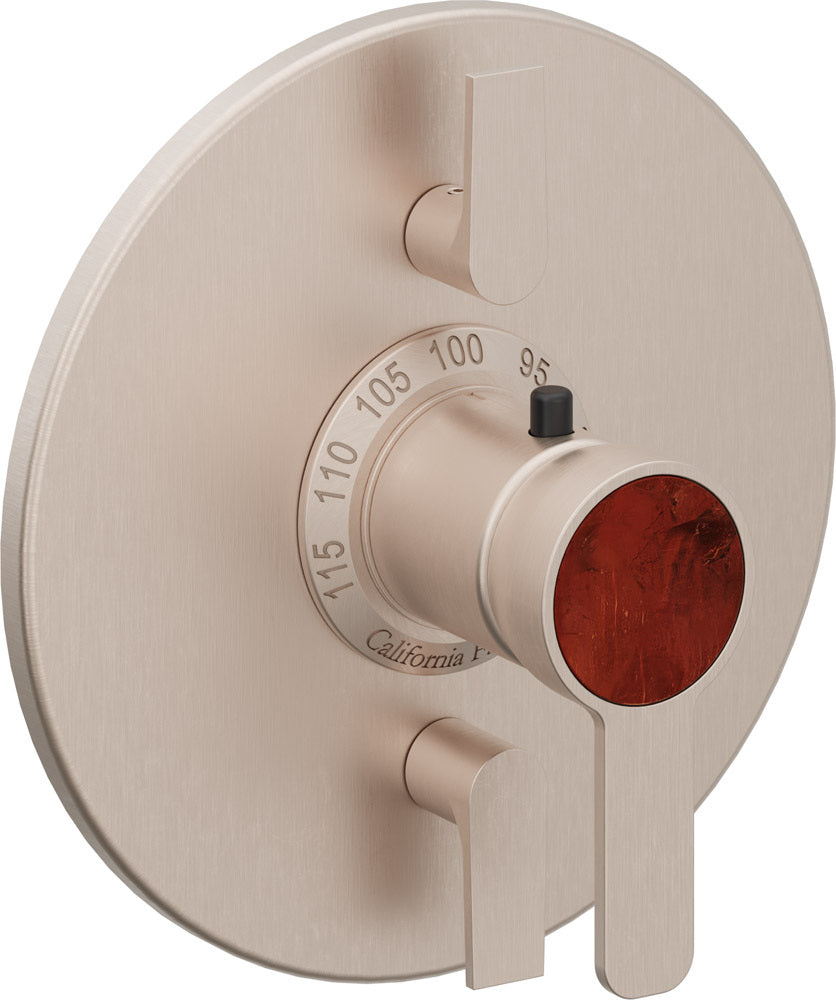 California Faucets Capitola StyleTherm con Control de Volumen Doble - Placa Redonda - Níquel Satinado