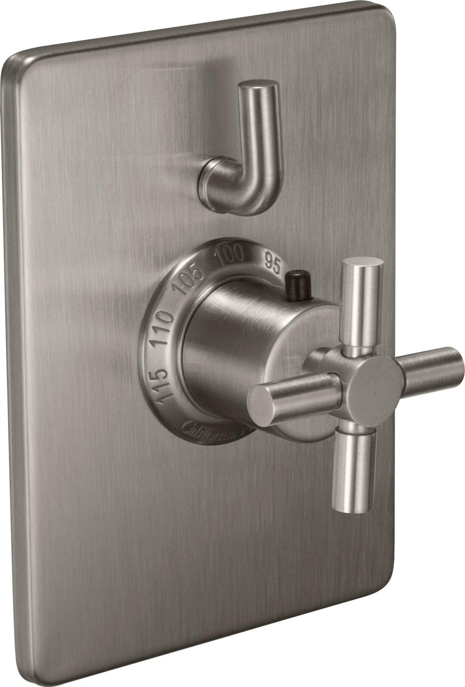 California Faucets Descanso StyleTherm con Control de Volumen Individual - Manija de Cruz Lisa