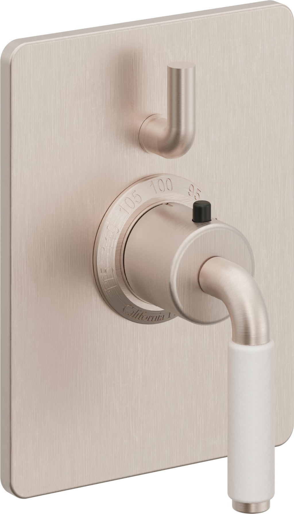 California Faucets Cayucos StyleTherm con Control de Volumen Individual - Palanca de Porcelana Blanca