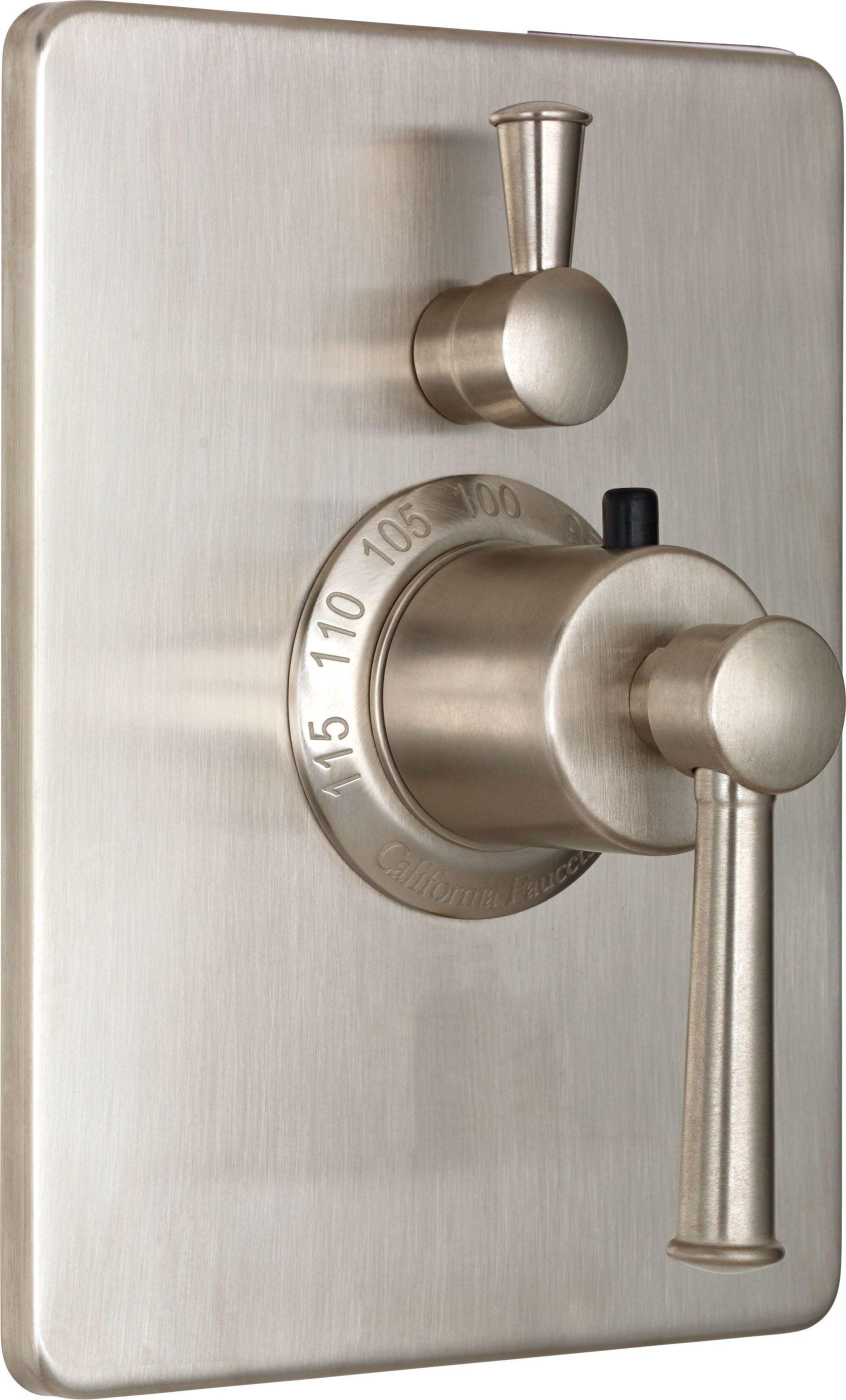 California Faucets Miramar StyleTherm con Control de Volumen Individual - Placa Rectangular, Manija de Palanca
