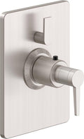 California Faucets D Street StyleTherm con Control de Volumen Individual - Placa Rectangular - Palanca Plana - Satin Nickel