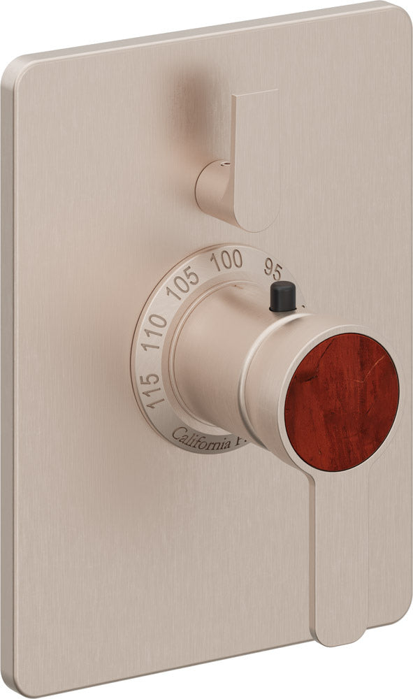 California Faucets Capitola StyleTherm con Control de Volumen Individual - Placa Rectangular - Níquel Satinado