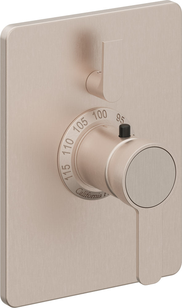 California Faucets Capitola StyleTherm con Control de Volumen Individual - Placa Rectangular - Níquel Satinado