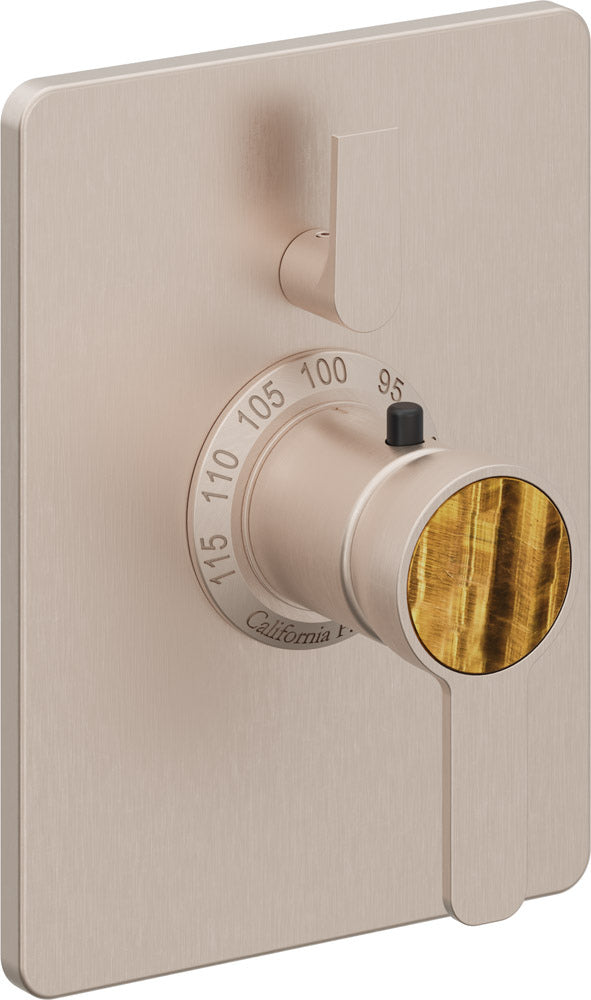 California Faucets Capitola StyleTherm con Control de Volumen Individual - Placa Rectangular - Níquel Satinado