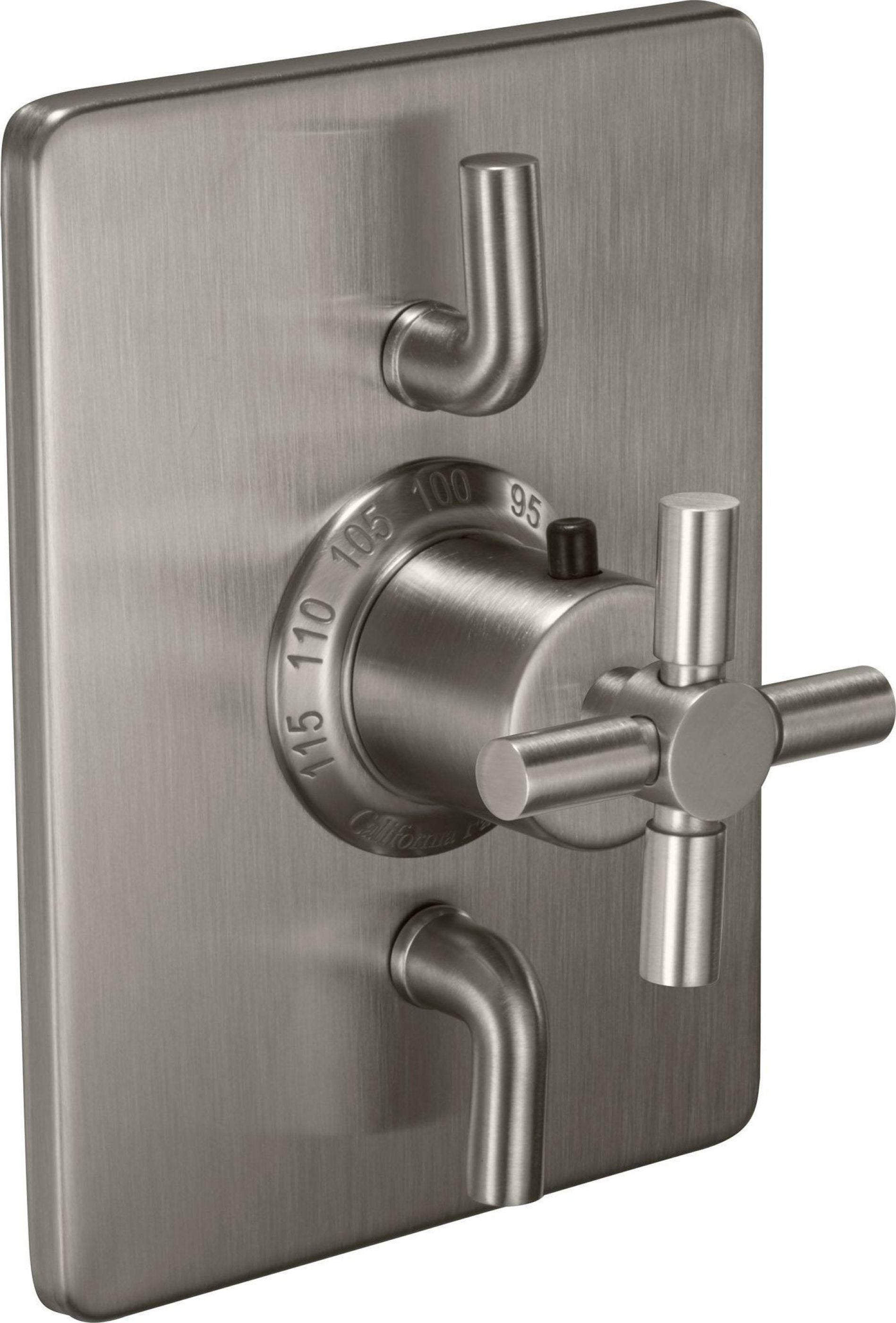 California Faucets Descanso StyleTherm con Control de Volumen Doble - Manija de Cruz Lisa