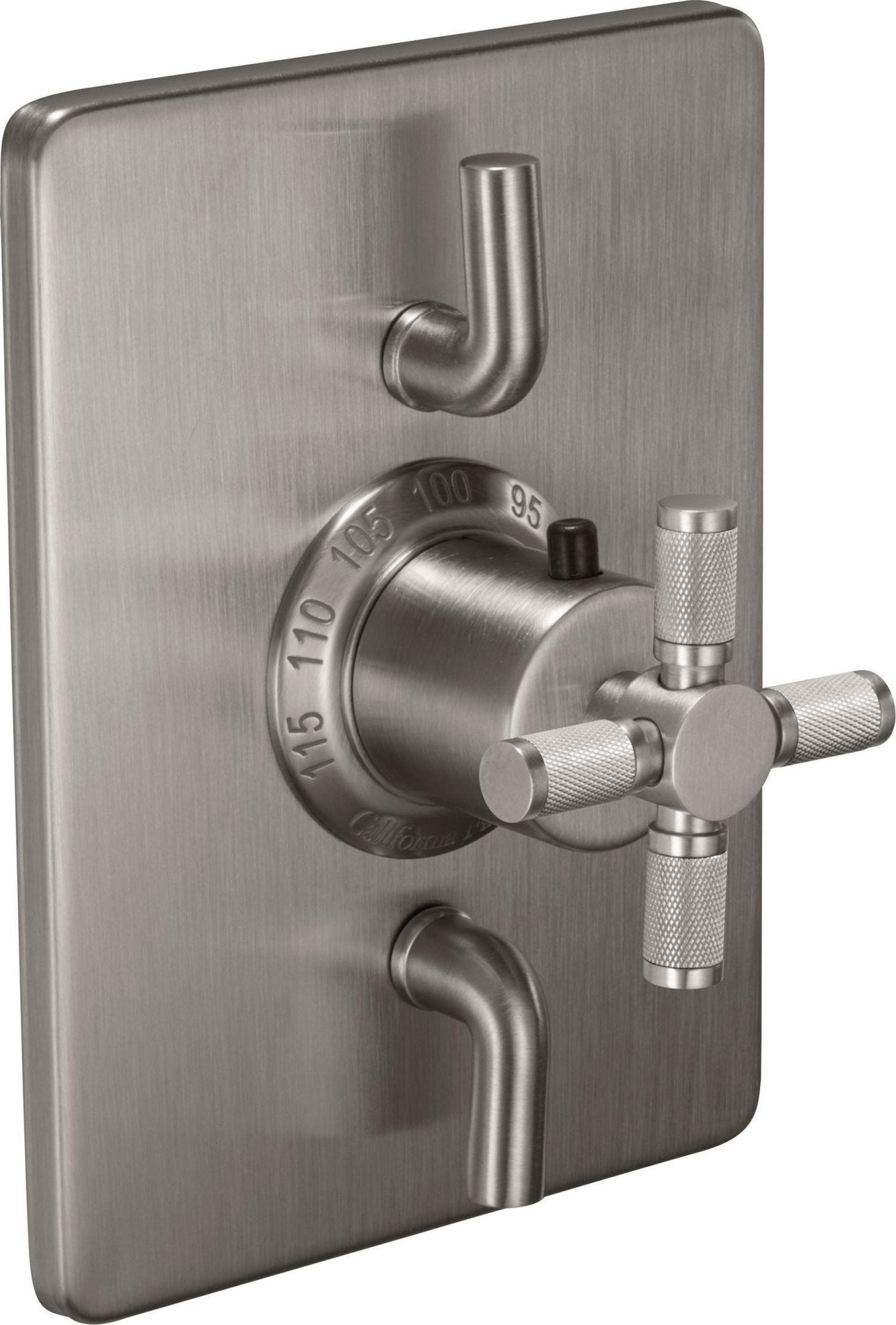 California Faucets Descanso StyleTherm con Control de Volumen Doble - Manija de Cruz Moleteada