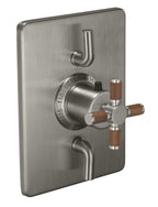 California Faucets Descanso StyleTherm con Control de Volumen Doble - Manija de Cruz de Teca