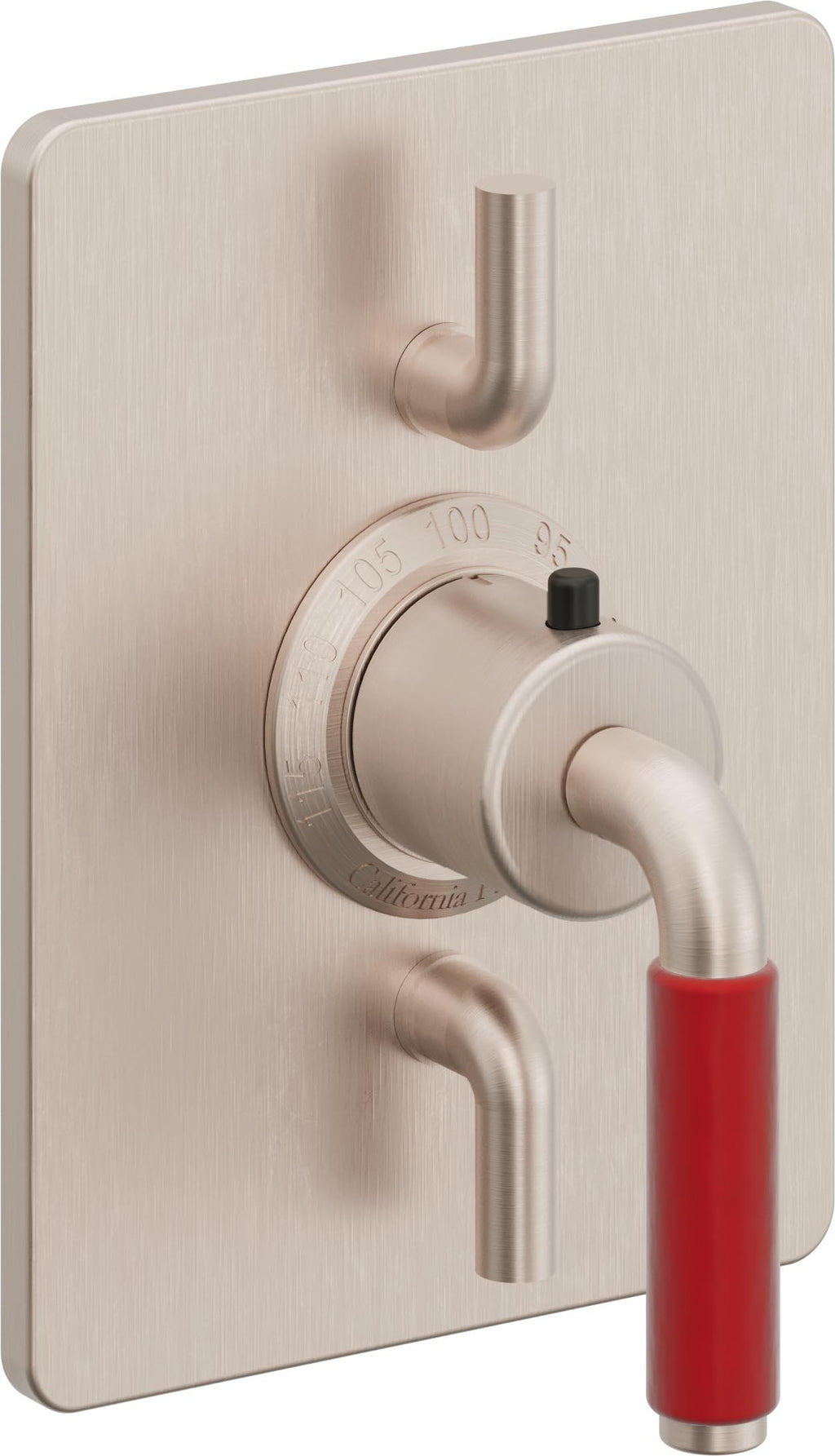 California Faucets Cayucos StyleTherm con Control de Volumen Doble - Palanca Roja