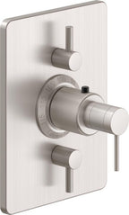 California Faucets D Street StyleTherm con Control de Volumen Doble - Placa Rectangular - Palanca Redonda - Satin Nickel