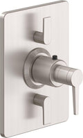 California Faucets D Street StyleTherm con Control de Volumen Doble - Placa Rectangular - Palanca Plana - Satin Nickel