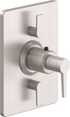 California Faucets D Street StyleTherm con Control de Volumen Doble - Placa Rectangular - Palanca Plana - Satin Nickel