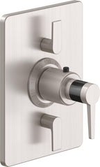 California Faucets D Street StyleTherm con Control de Volumen Doble - Placa Rectangular - Palanca Plana - Satin Nickel