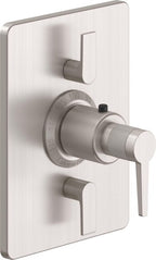 California Faucets D Street StyleTherm con Control de Volumen Doble - Placa Rectangular - Palanca Plana - Satin Nickel