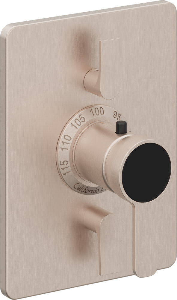 California Faucets Capitola StyleTherm con Control de Volumen Doble - Placa Rectangular - Níquel Satinado