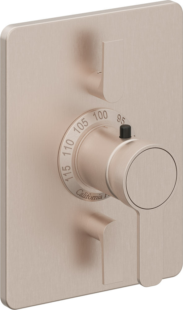 California Faucets Capitola StyleTherm con Control de Volumen Doble - Placa Rectangular - Níquel Satinado