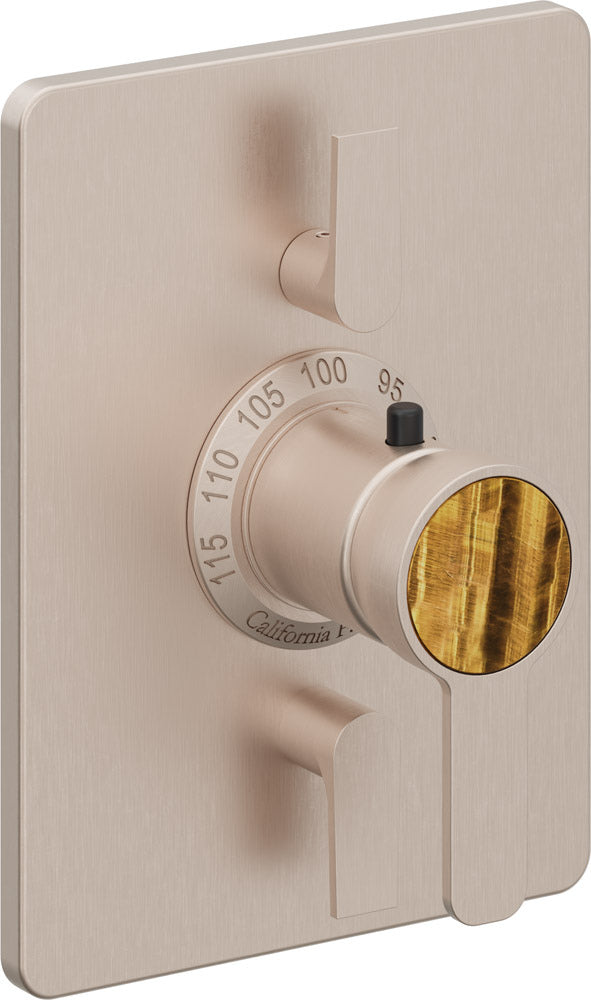California Faucets Capitola StyleTherm con Control de Volumen Doble - Placa Rectangular - Níquel Satinado