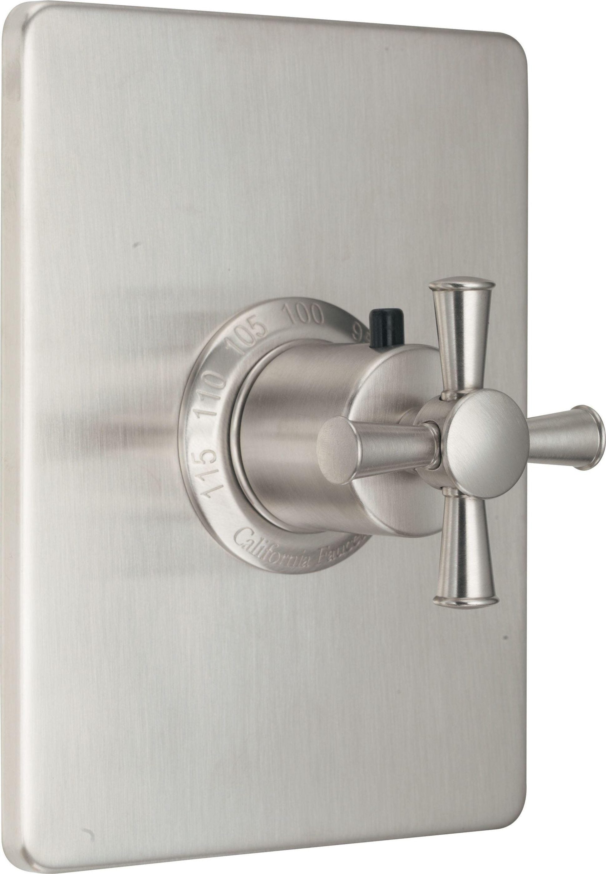California Faucets Miramar StyleTherm Termostático de 3/4" - Placa Rectangular, Manija de Cruz