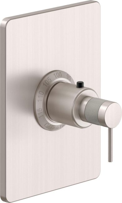California Faucets D Street StyleTherm Termostático de 3/4" - Placa Rectangular - Palanca Redonda - Satin Nickel