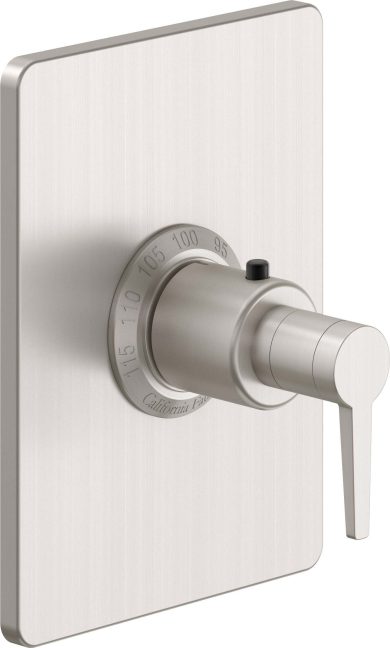 California Faucets D Street StyleTherm Termostático de 3/4" - Placa Rectangular - Palanca Plana - Satin Nickel