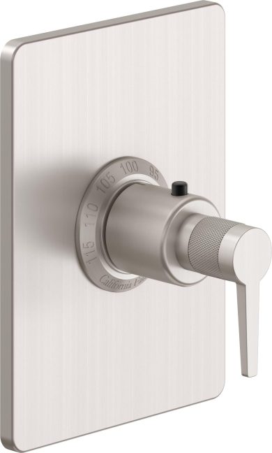 California Faucets D Street StyleTherm Termostático de 3/4" - Placa Rectangular - Palanca Plana - Satin Nickel