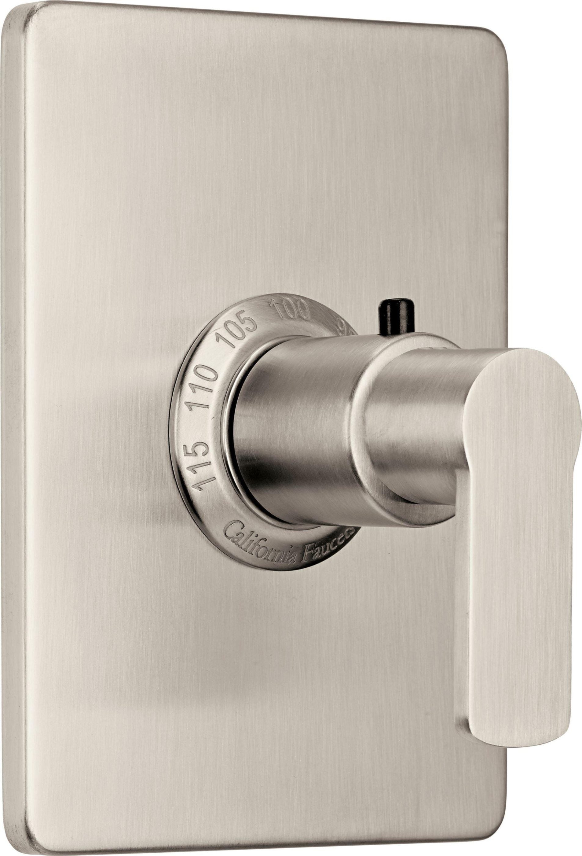 California Faucets Arpeggio StyleTherm Termostático de 3/4" - Placa Rectangular - Níquel Satinado