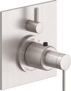 California Faucets D Street StyleTherm con Control de Volumen Individual - Placa Plana - Palanca Redonda - Satin Nickel